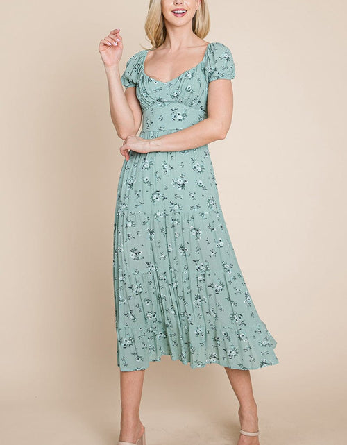 Load image into Gallery viewer, Floral Pleated Open back Midi Dress by RolyPoly Apparel
