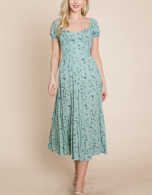 Load image into Gallery viewer, Floral Pleated Open back Midi Dress by RolyPoly Apparel
