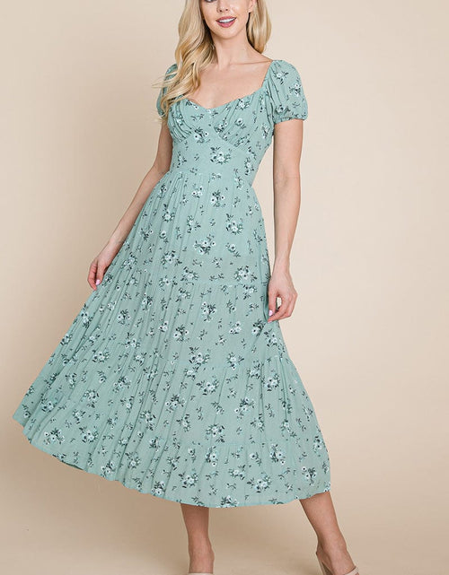 Load image into Gallery viewer, Floral Pleated Open back Midi Dress by RolyPoly Apparel
