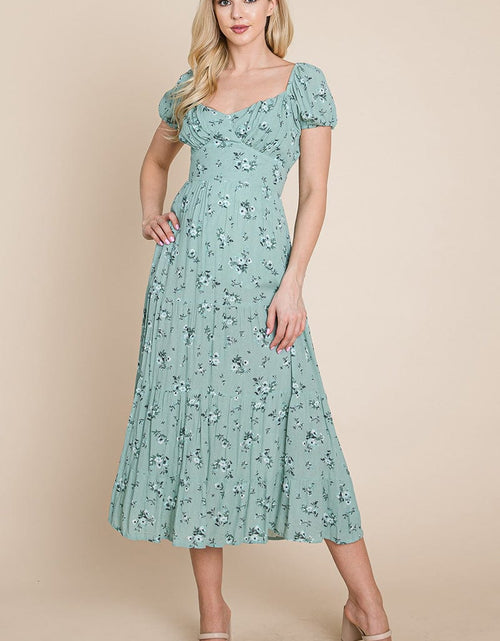 Load image into Gallery viewer, Floral Pleated Open back Midi Dress by RolyPoly Apparel
