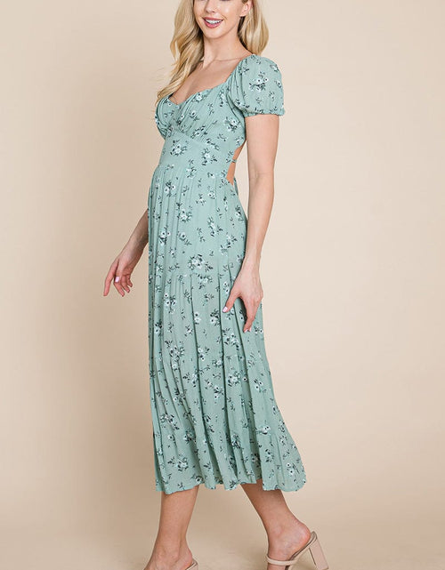 Load image into Gallery viewer, Floral Pleated Open back Midi Dress by RolyPoly Apparel
