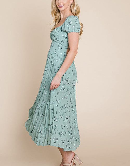 Load image into Gallery viewer, Floral Pleated Open back Midi Dress by RolyPoly Apparel

