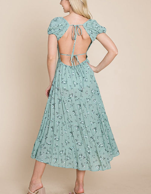 Load image into Gallery viewer, Floral Pleated Open back Midi Dress by RolyPoly Apparel
