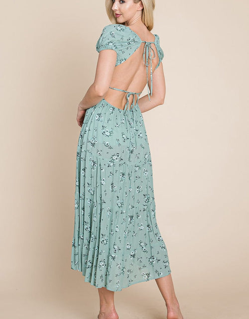 Load image into Gallery viewer, Floral Pleated Open back Midi Dress by RolyPoly Apparel
