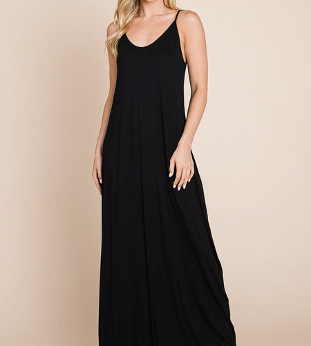 Light Cami Strap Pocketed Jersey Maxi Dress by RolyPoly Apparel