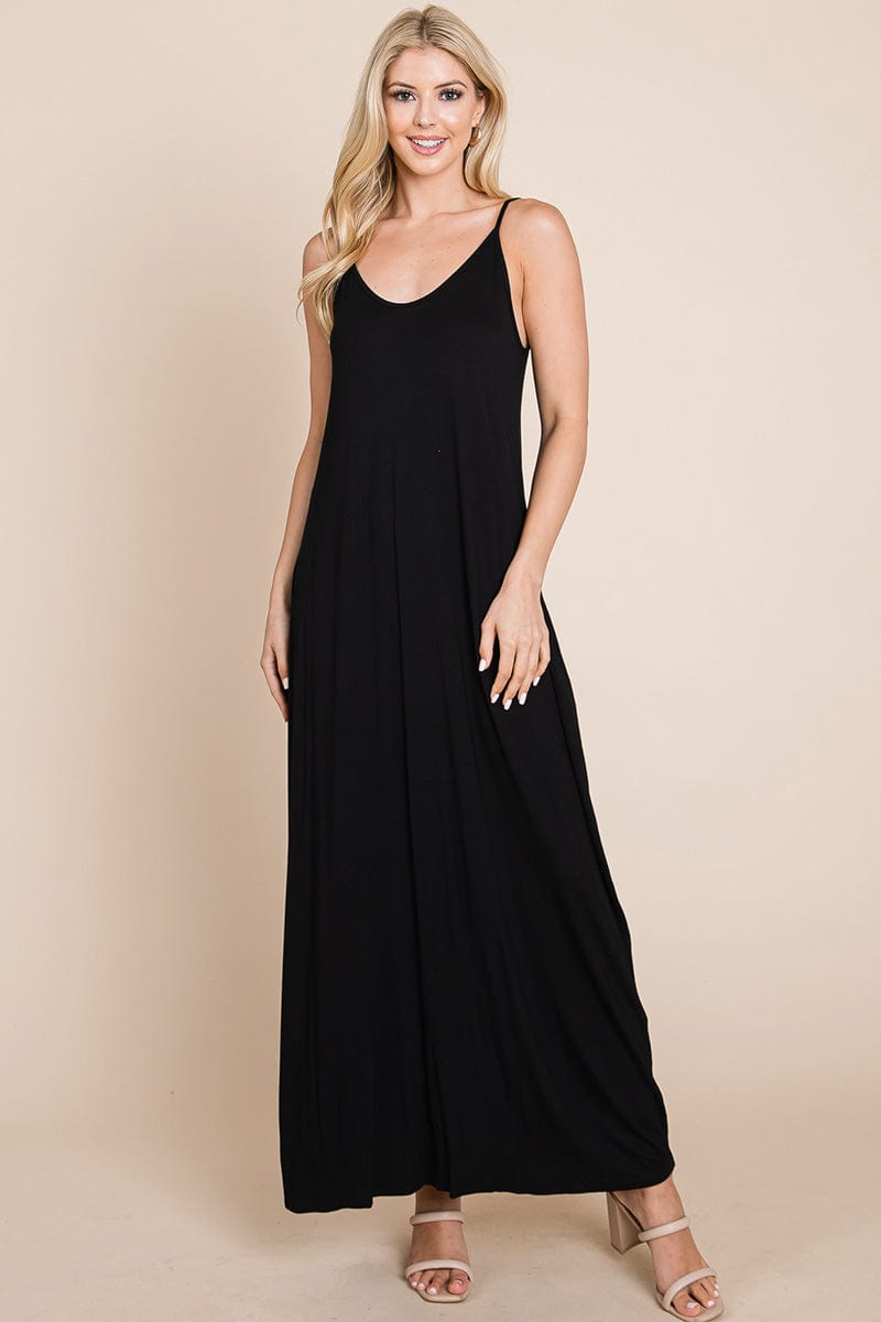 Light Cami Strap Pocketed Jersey Maxi Dress by RolyPoly Apparel
