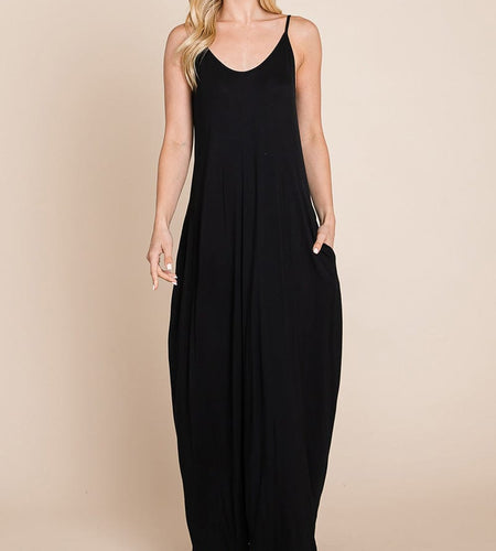 Light Cami Strap Pocketed Jersey Maxi Dress by RolyPoly Apparel
