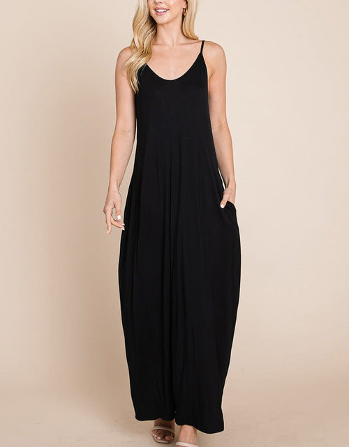 Load image into Gallery viewer, Light Cami Strap Pocketed Jersey Maxi Dress by RolyPoly Apparel
