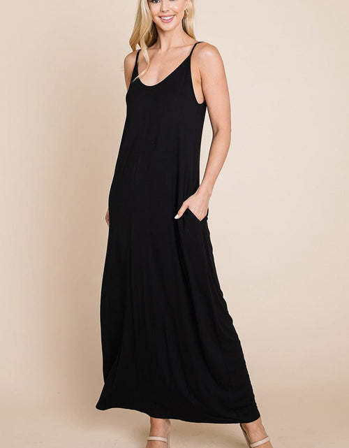 Load image into Gallery viewer, Light Cami Strap Pocketed Jersey Maxi Dress by RolyPoly Apparel

