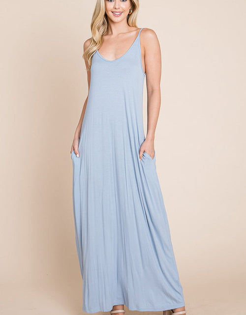 Load image into Gallery viewer, Light Cami Strap Pocketed Jersey Maxi Dress by RolyPoly Apparel
