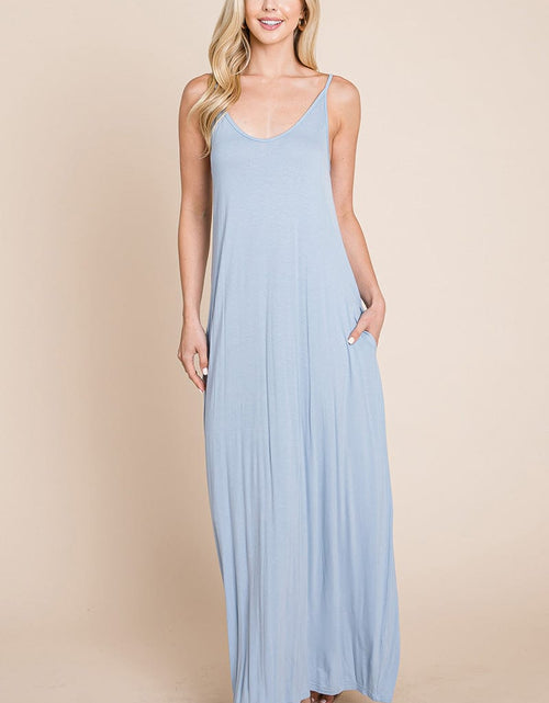 Load image into Gallery viewer, Light Cami Strap Pocketed Jersey Maxi Dress by RolyPoly Apparel
