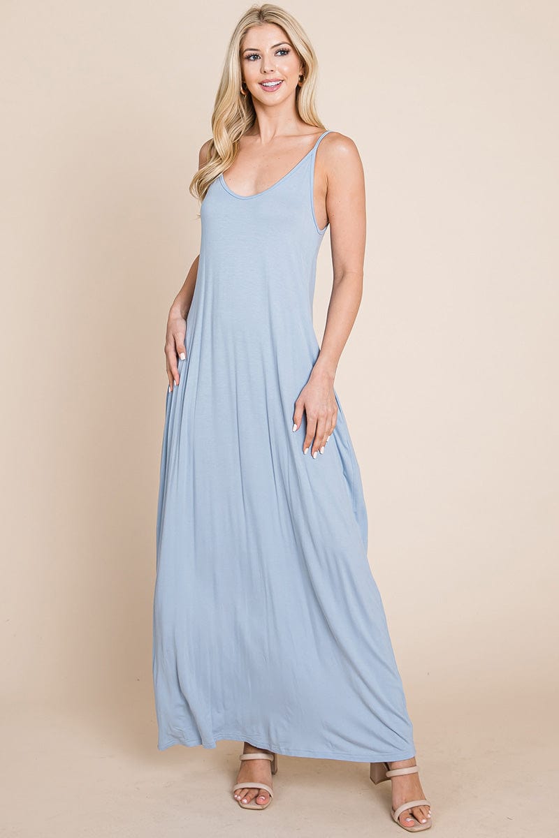 Light Cami Strap Pocketed Jersey Maxi Dress by RolyPoly Apparel