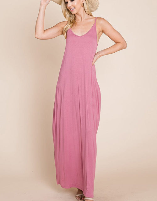 Load image into Gallery viewer, Light Cami Strap Pocketed Jersey Maxi Dress by RolyPoly Apparel
