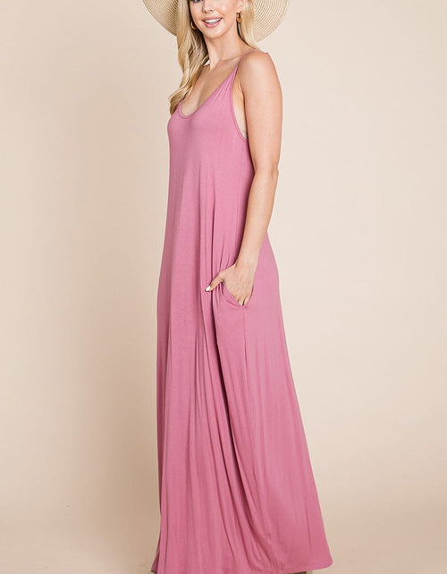 Load image into Gallery viewer, Light Cami Strap Pocketed Jersey Maxi Dress by RolyPoly Apparel
