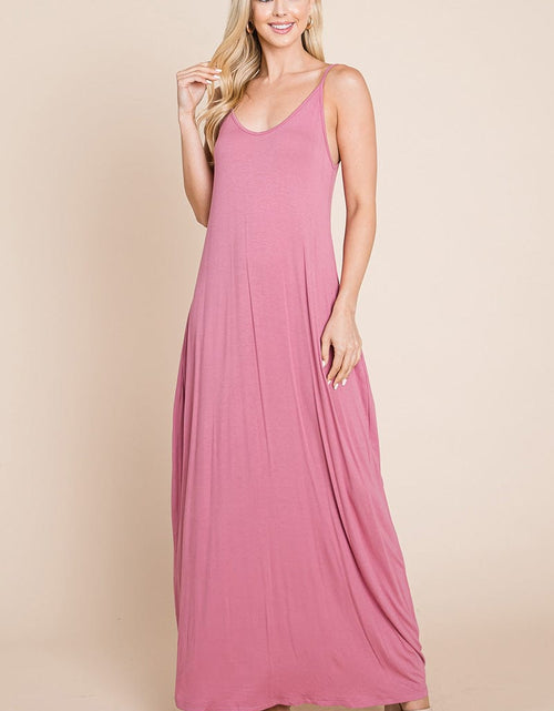 Load image into Gallery viewer, Light Cami Strap Pocketed Jersey Maxi Dress by RolyPoly Apparel

