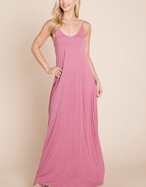 Load image into Gallery viewer, Light Cami Strap Pocketed Jersey Maxi Dress by RolyPoly Apparel
