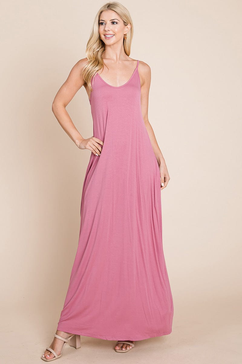 Light Cami Strap Pocketed Jersey Maxi Dress by RolyPoly Apparel