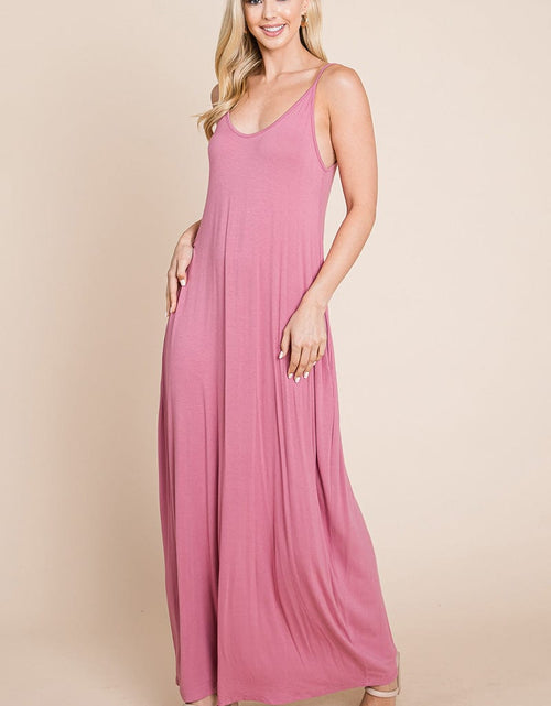 Load image into Gallery viewer, Light Cami Strap Pocketed Jersey Maxi Dress by RolyPoly Apparel

