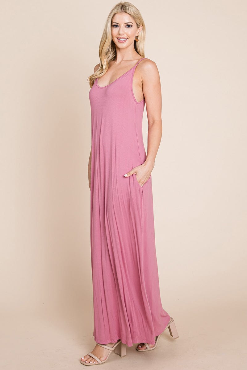 Light Cami Strap Pocketed Jersey Maxi Dress by RolyPoly Apparel