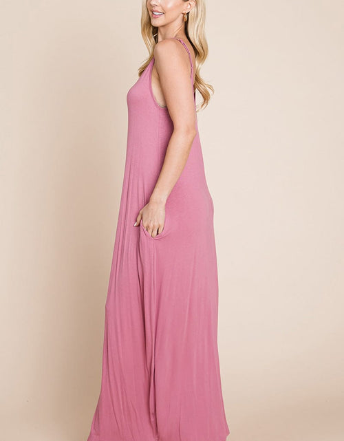 Load image into Gallery viewer, Light Cami Strap Pocketed Jersey Maxi Dress by RolyPoly Apparel
