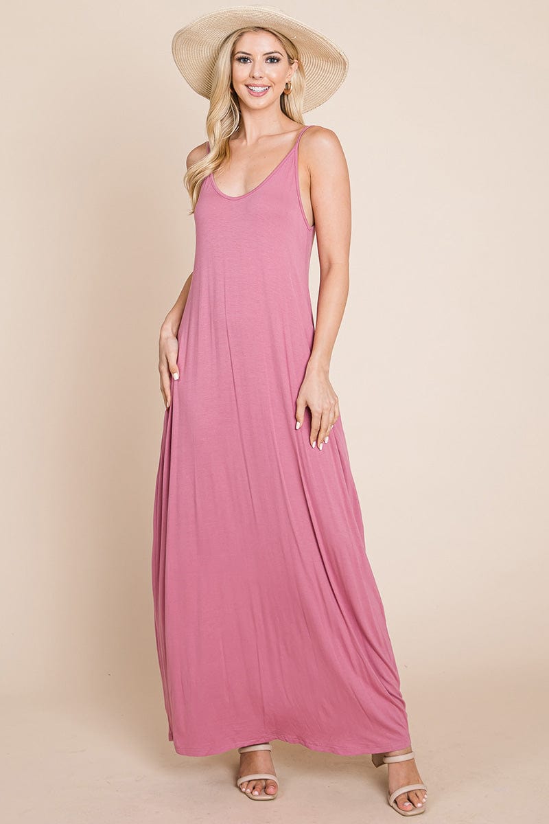 Light Cami Strap Pocketed Jersey Maxi Dress by RolyPoly Apparel