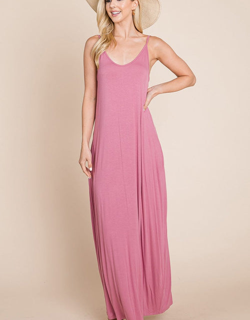 Load image into Gallery viewer, Light Cami Strap Pocketed Jersey Maxi Dress by RolyPoly Apparel
