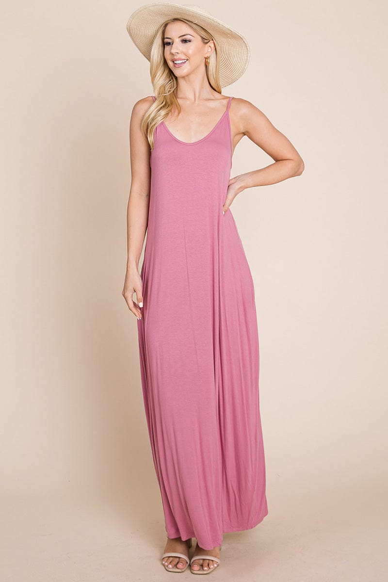 Light Cami Strap Pocketed Jersey Maxi Dress by RolyPoly Apparel