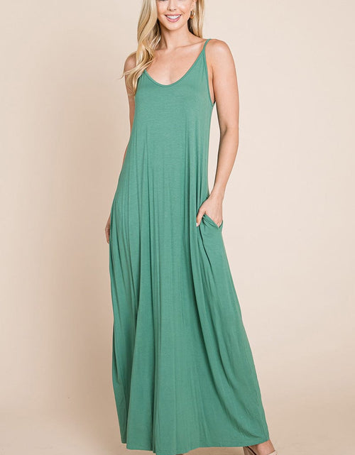 Load image into Gallery viewer, Light Cami Strap Pocketed Jersey Maxi Dress by RolyPoly Apparel
