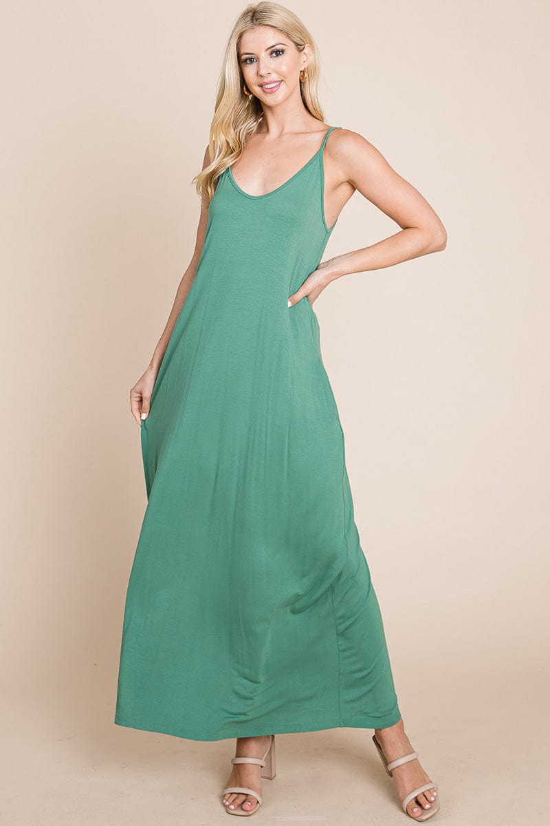 Light Cami Strap Pocketed Jersey Maxi Dress by RolyPoly Apparel