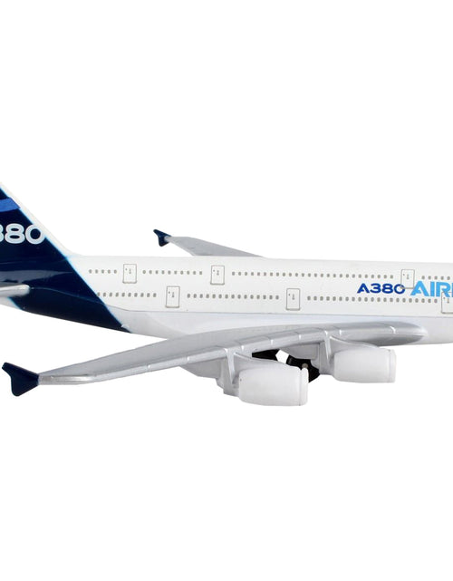 Load image into Gallery viewer, Airbus A380 Commercial Aircraft "Airbus" White with Blue Tail Diecast Model Airplane by Daron
