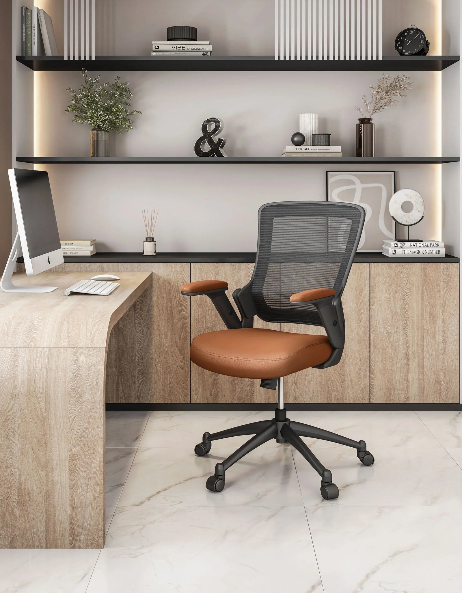 Techni Mobili Mid-Back Mesh Task Office Chair with Height Adjustable Arms by Level Up Desks