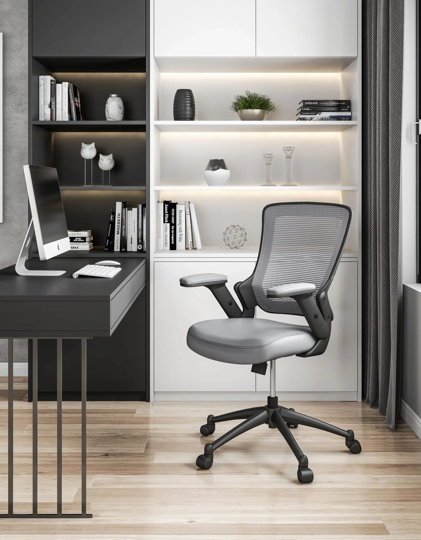 Techni Mobili Mid-Back Mesh Task Office Chair with Height Adjustable Arms by Level Up Desks