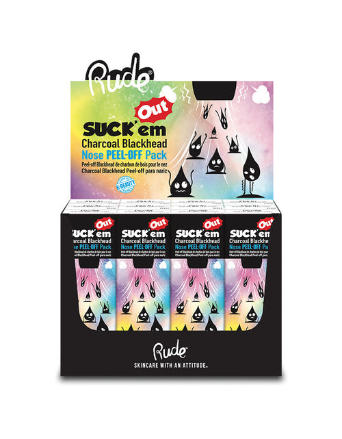 Load image into Gallery viewer, RUDE Suck'em Out Charcoal Blackhead Nose Peel-off Pack Display Set, 12 Pieces
