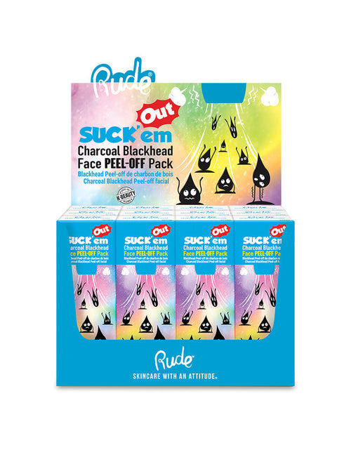 Load image into Gallery viewer, RUDE Suck'em Out Charcoal Blackhead Face Peel-off Pack Display Set, 12 Pieces by Avera Group
