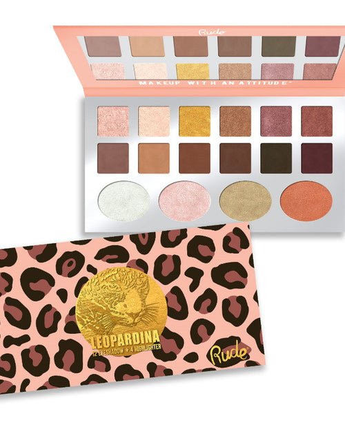 Load image into Gallery viewer, RUDE Leopardina 12 Eyeshadows + 4 Highlighters
