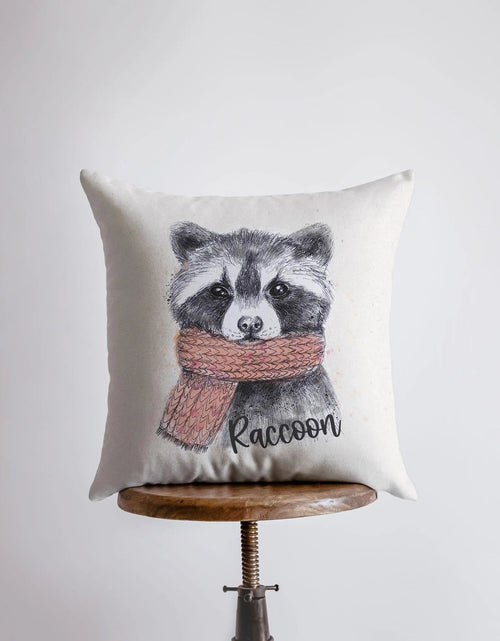Load image into Gallery viewer, Raccoon Hipster | Pillow Cover | Raccoon Pillow | Throw Pillow | Wilderness | Animal | Cute Throw Pillows | Animal Print Decorative Pillows by UniikPillows

