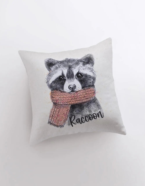 Load image into Gallery viewer, Raccoon Hipster | Pillow Cover | Raccoon Pillow | Throw Pillow | Wilderness | Animal | Cute Throw Pillows | Animal Print Decorative Pillows by UniikPillows
