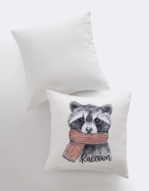 Load image into Gallery viewer, Raccoon Hipster | Pillow Cover | Raccoon Pillow | Throw Pillow | Wilderness | Animal | Cute Throw Pillows | Animal Print Decorative Pillows by UniikPillows
