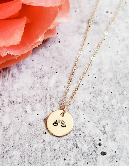 Load image into Gallery viewer, Rainbow Baby Initial Necklace by Salt and Sparkle
