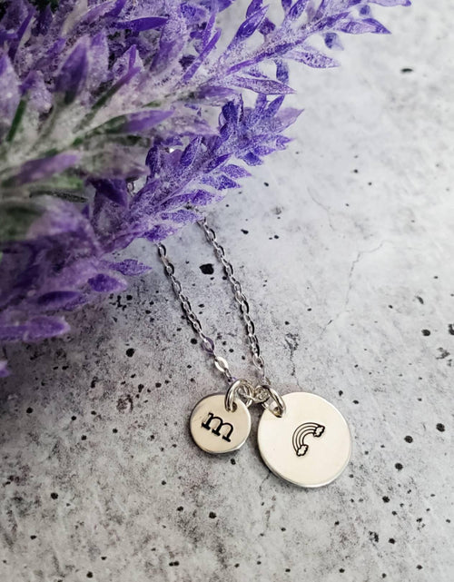 Load image into Gallery viewer, Rainbow Baby Initial Necklace by Salt and Sparkle
