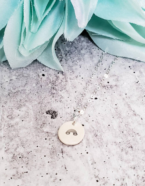Load image into Gallery viewer, Rainbow Baby Initial Necklace by Salt and Sparkle
