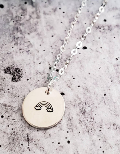 Load image into Gallery viewer, Rainbow Baby Initial Necklace by Salt and Sparkle
