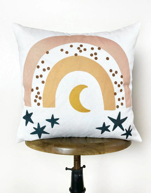 Load image into Gallery viewer, Rainbow with stars | Throw Pillow Cover  | Baby Nursery Decor | Baby Shower Decorations | Nursery Pillow | Gift Ideas by UniikPillows
