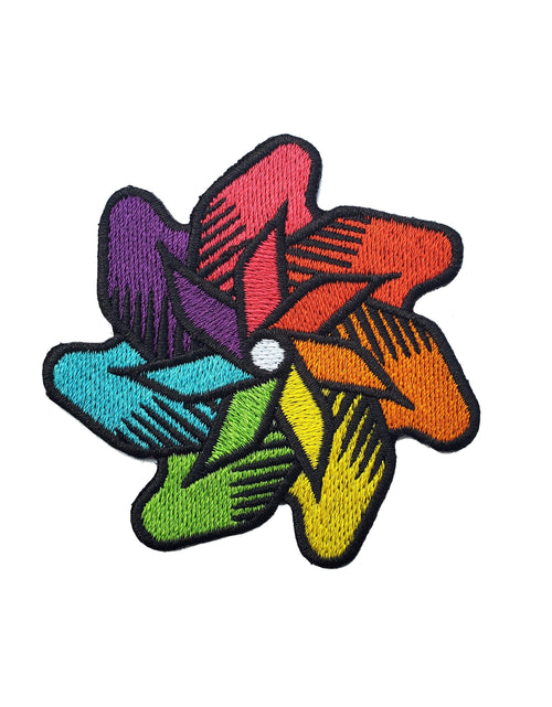 Load image into Gallery viewer, Rainbow Pinwheel Iron-On Patch by Kolorspun
