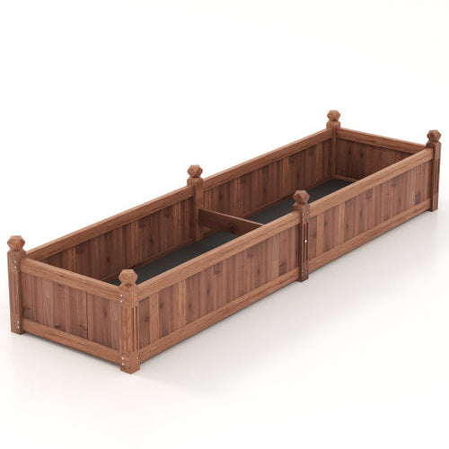 Load image into Gallery viewer, 91 x 24 x 16 Inch Divisible Planter Box with Corner Drainage and Non-woven Liner for Growing Vegetables-Brown
