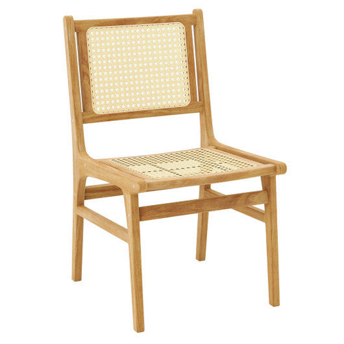 Load image into Gallery viewer, Rattan Dining Chair with Natural Cane Woven Backrest and Teak Wood Frame
