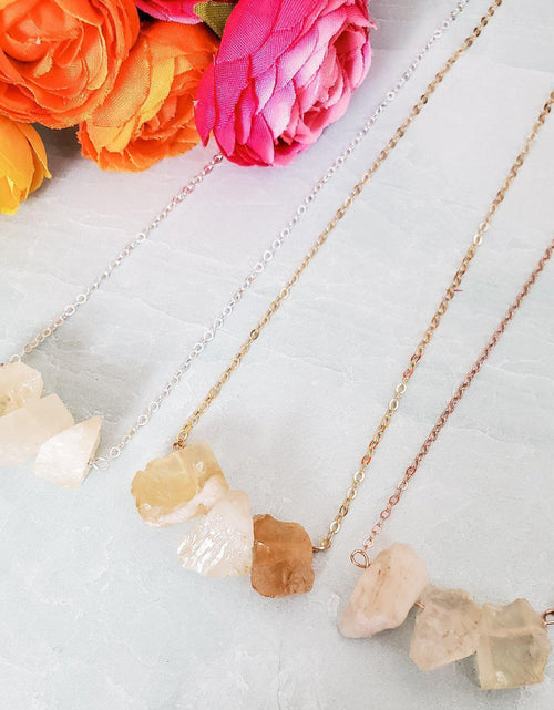 Load image into Gallery viewer, Raw Yellow Citrine Bar Necklace by Salt and Sparkle
