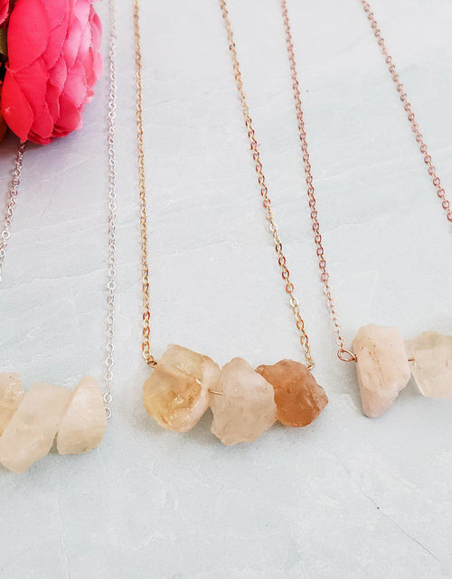 Load image into Gallery viewer, Raw Yellow Citrine Bar Necklace by Salt and Sparkle
