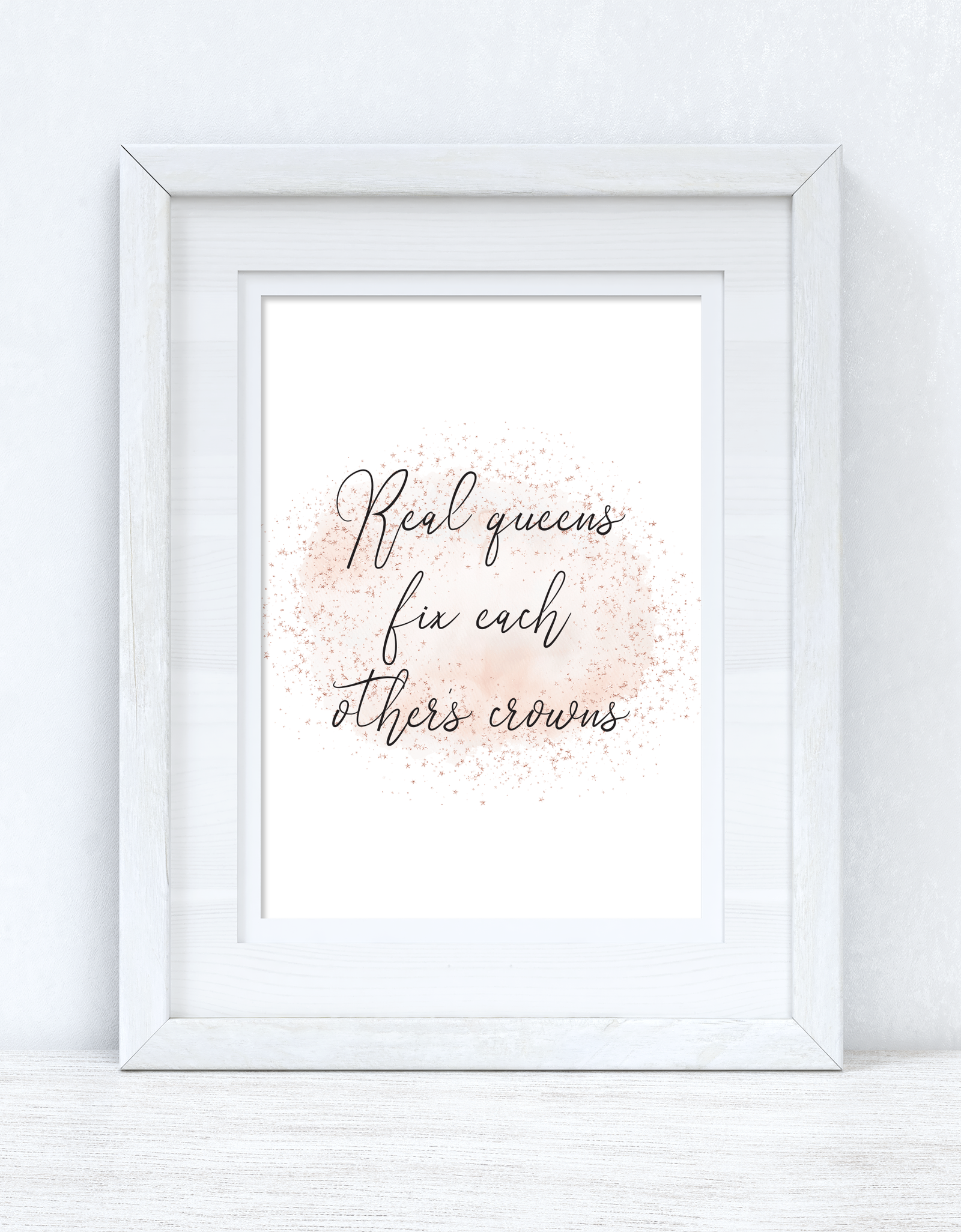 Real Queens Fix Each Others Crowns Rose Gold Watercolour Inspirational Wall Home Decor Print by WinsterCreations™ Official Store