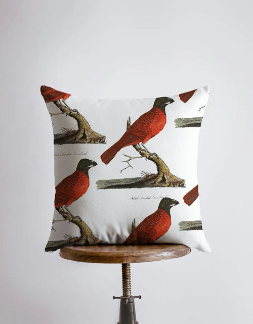Load image into Gallery viewer, Red Bird Pillow Cover | Birds | Farmhouse Decor | Home Decor | Bird Lover | Red Throw Pillows | Gift for her | Accent Pillow Covers | Gift by UniikPillows

